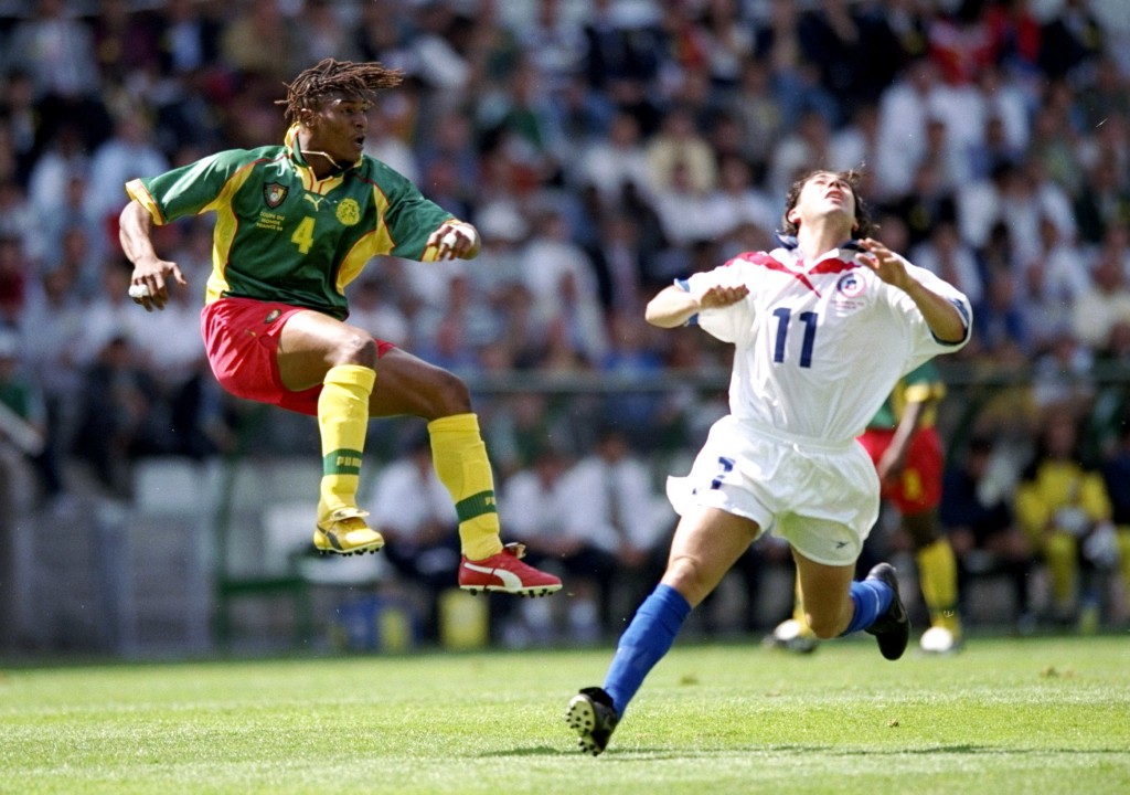 23 Jun 1998: Rigobert Song of Cameroon in action during the World Cup first round match against Chile at the Stade de la Beaujoire in Nantes, France. The match ended in a 1-1 draw. Mandatory Credit: Shaun Botterill/Allsport